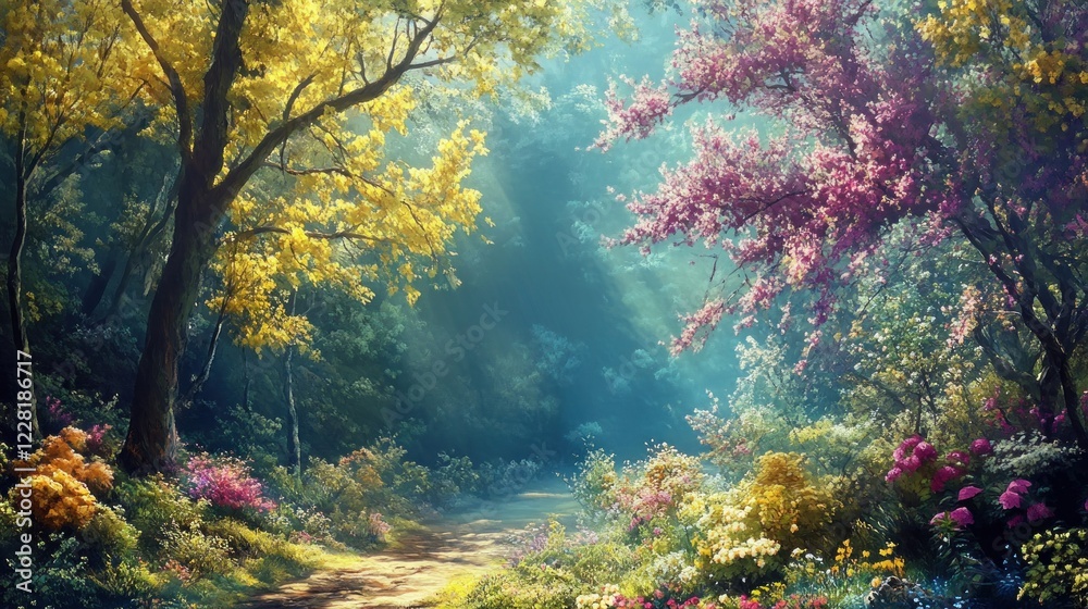 Enchanted Forest Path: A Dreamlike Spring Landscape Enchanted Forest Path: A Dreamlike Spring Landscape