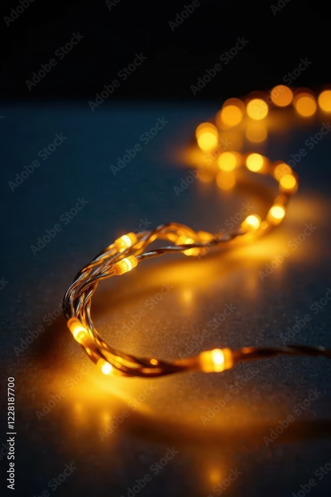 Yellow LED fairy lights coiled in a decorative garland , beautiful, design Yellow LED fairy lights coiled in a decorative garland , beautiful, design