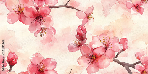 Vector Seamless sakura flower pattern for fabric and wallpaper design, sakura, cherry blossom, floral, blooming. Little light pink spring flowers.
