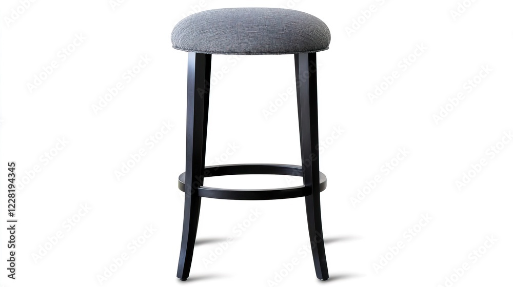 Stylish Modern Gray Upholstered Bar Stool with Black Legs Stylish Modern Gray Upholstered Bar Stool with Black Legs