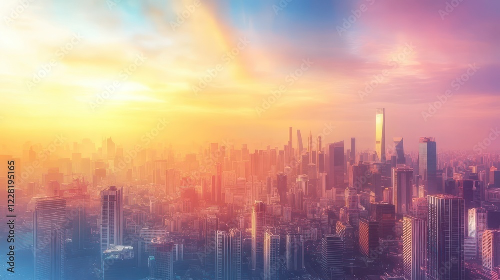 Fototapeta premium Futuristic city skyline of a modern city created with Generative AI