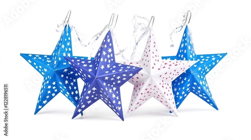 Colorful Paper Stars with White Stars Hanging for Festive Decor