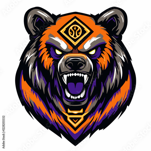 Esports logo featuring a mythical bear with glowing runes representing power and ancient wisdom