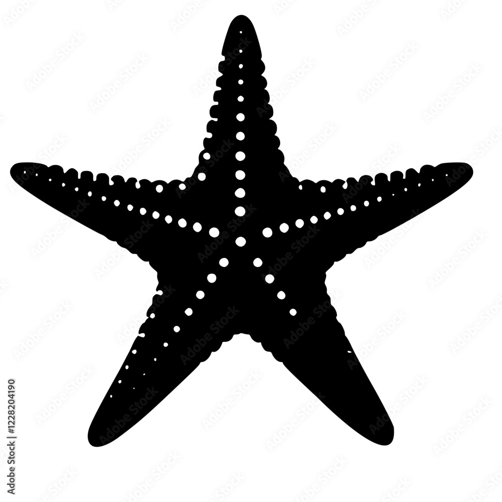 Vector silhouette of a starfish on a white background