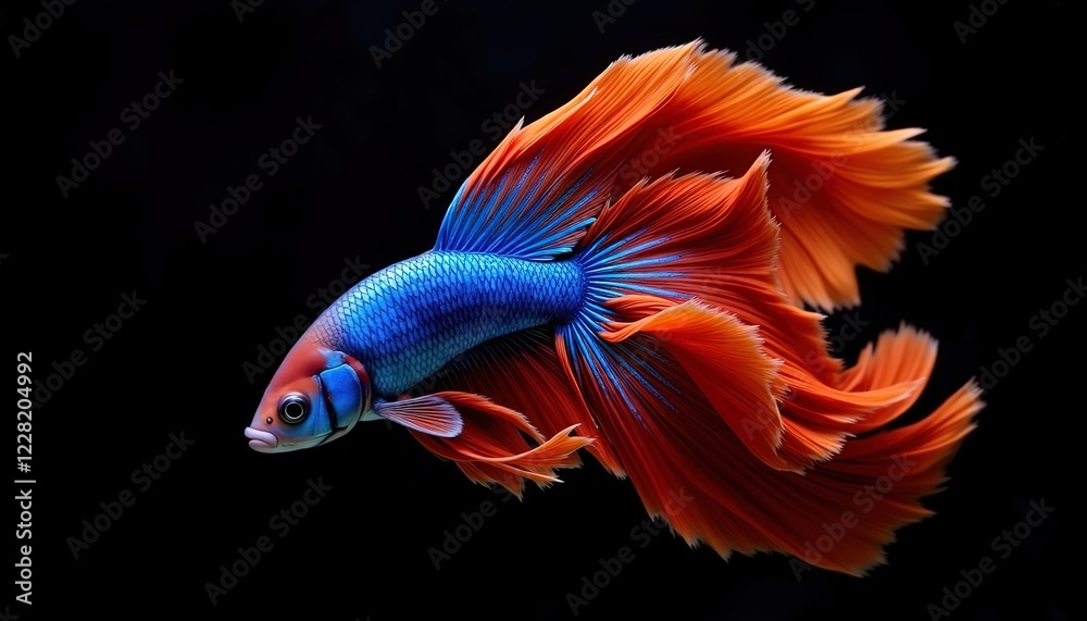 Fototapeta premium Vibrant Orange And Blue Siamese Fighting Fish