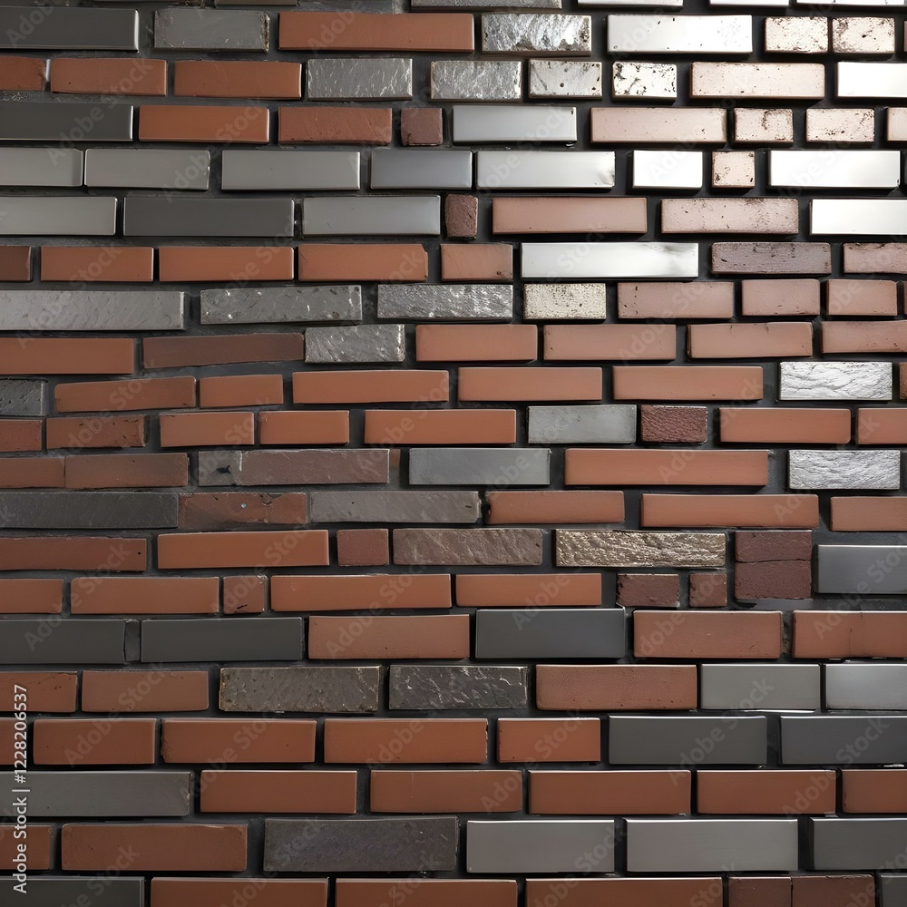 Obraz premium Mixed Brick Metal Mosaic Industrial urban aesthetic 