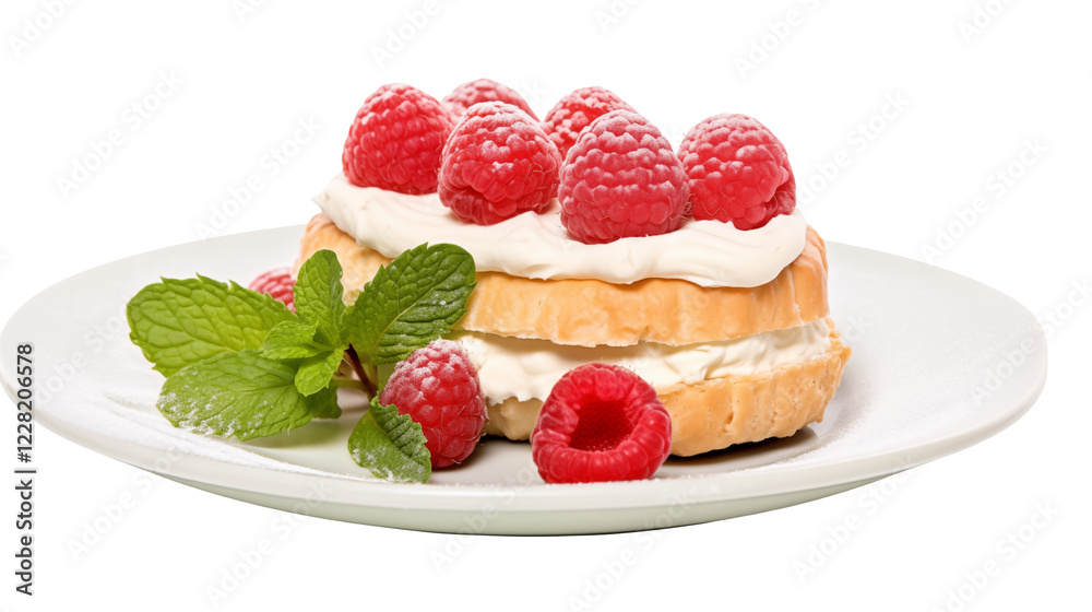 Delicious Raspberry Cream Cake Dessert on White Plate Sweet Treat Food Photography Bakery Culinary Delicious Raspberry Cream Cake Dessert on White Plate Sweet Treat Food Photography Bakery Culinary