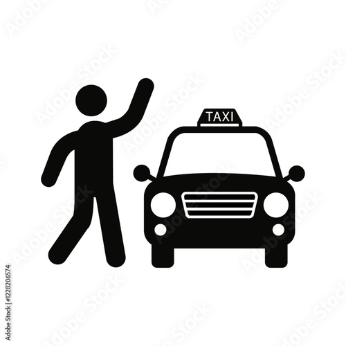 Person Hailing a Taxi Icon.