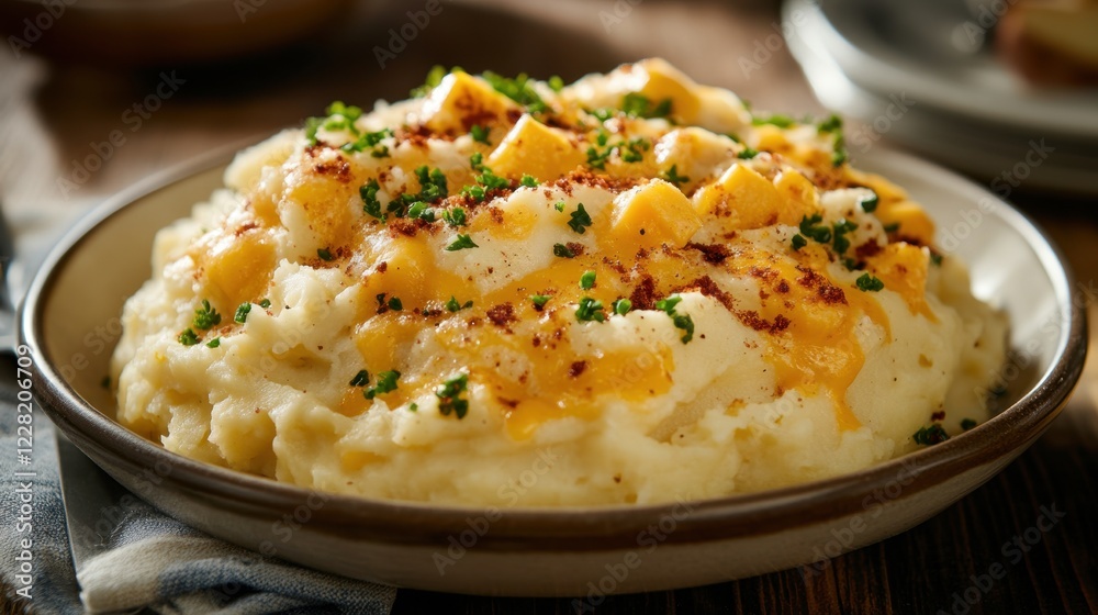 Twice Baked Mashed Potatoes Cheesy mashed potatoes with chives and paprika garnish for comfort food lovers Twice Baked Mashed Potatoes Cheesy mashed potatoes with chives and paprika garnish for comfort food lovers