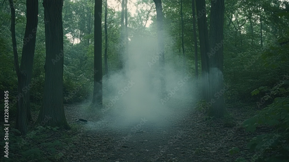 Fototapeta premium Mysterious Fog Envelops a Forest Path