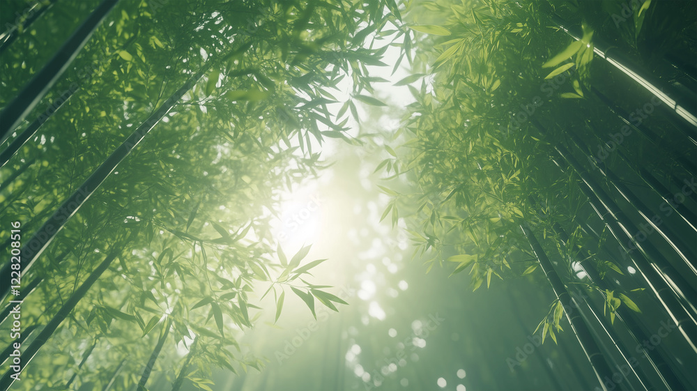 Obraz premium 竹林の光と影が織りなす和の情景