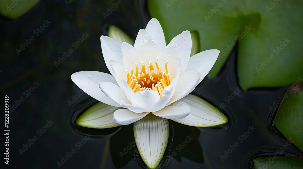 flower, on water, lilly, lily, green, black, nature, calmness