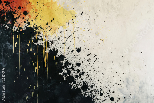 horizontal image of paint splashes over a white background