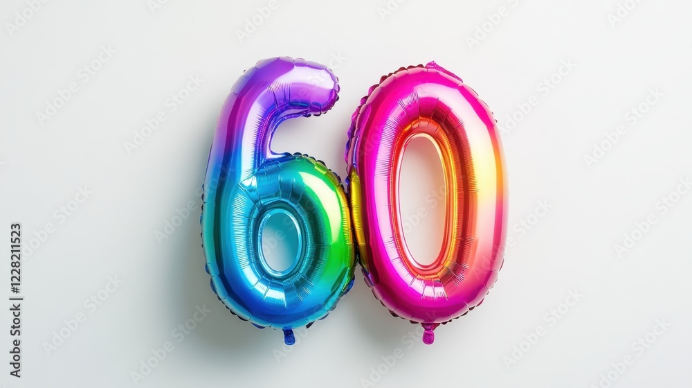 Colorful Number Balloons Celebrating 60th Milestone Colorful Number Balloons Celebrating 60th Milestone