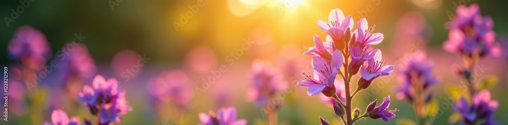 Purple common bugloss flowers dance in warm sunbeams, bokeh, blooms, bloom Purple common bugloss flowers dance in warm sunbeams, bokeh, blooms, bloom