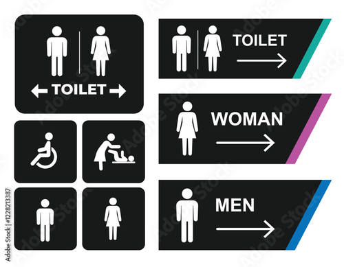 set of toilet sings toilet icon
