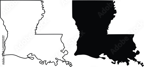 Louisiana U.S. state outine and silhouette icon design