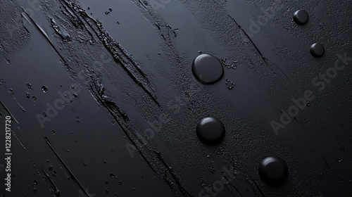 Black background with a few drops of water on it. The water drops are scattered all over the background, creating a sense of movement and fluidity. The image evokes a feeling of calmness photo