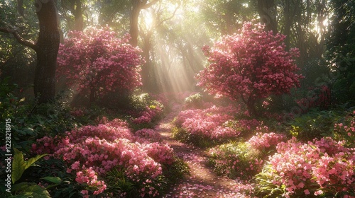Dreamy Cherry Blossom Orchard in Full Spring Bloom with Falling Petals and Soft Pink Serenity