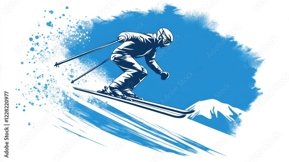 Fototapeta premium Happy skier skiing in winter.
