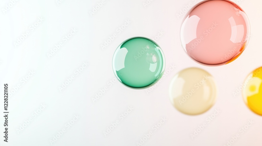 Colorful droplets on soft background create soothing and vibrant Colorful droplets on soft background create soothing and vibrant