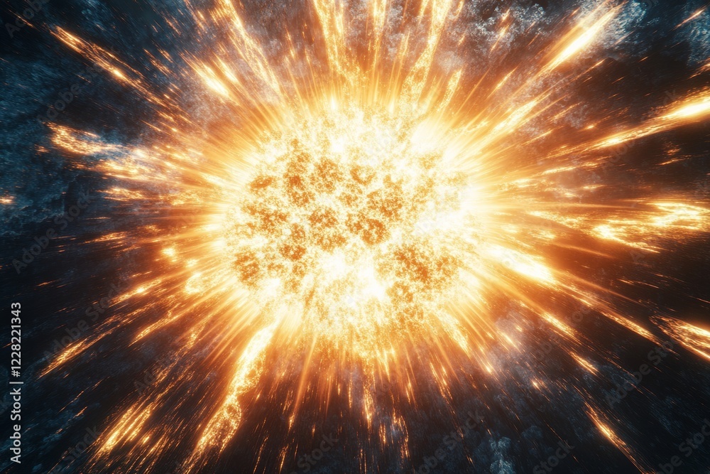 This artwork showcases a captivating abstract depiction of a nuclear explosion, characterized by intricate fractal patterns and vibrant bursts of light This artwork showcases a captivating abstract depiction of a nuclear explosion, characterized by intricate fractal patterns and vibrant bursts of light
