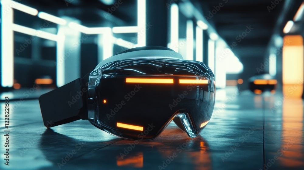 Obraz premium Futuristic Virtual Reality Headset in Modern Setting