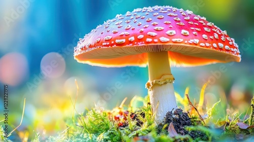 Wallpaper Mural Vibrant Red Mushroom in Sunny Forest Setting Torontodigital.ca