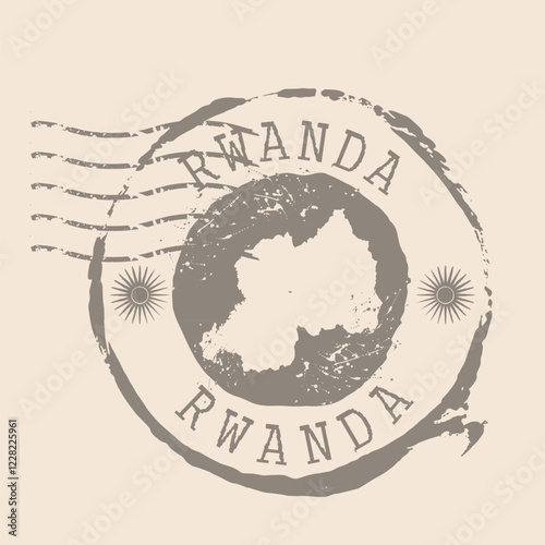 Stamp Postal of Rwanda. Map Silhouette rubber Seal.  Design Retro Travel. Seal  Map of Rwanda grunge  for your design. Republic of Rwanda. EPS10