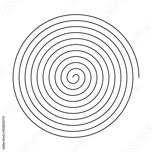 Single thin line spiral. Line in circle form. Thin black spiral symbol. Spiral, swirl, twirl, volute design element.