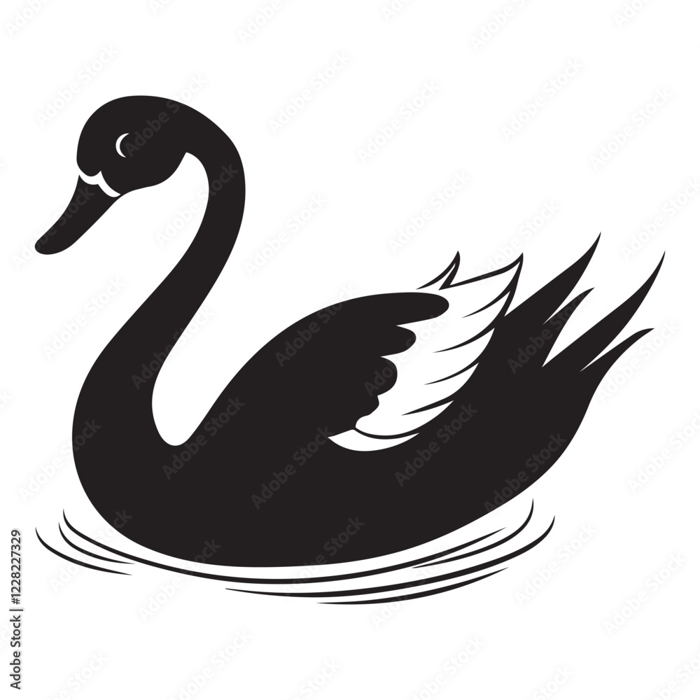 Obraz premium Illustration of silhouette of a isolated Swan