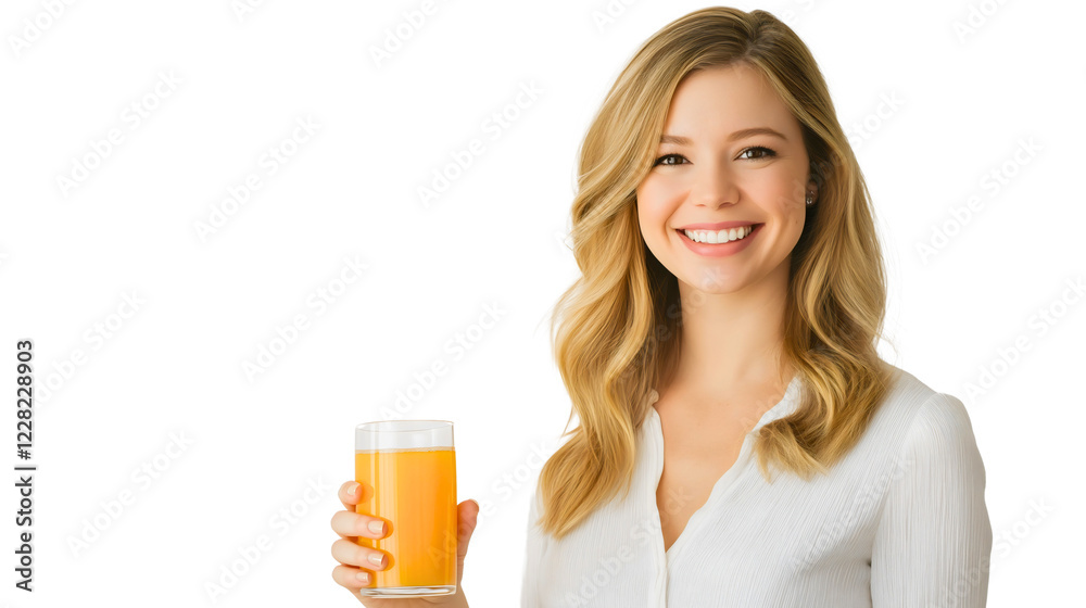 Cheerful Young Woman Enjoying Orange Juice in Studio Portrait Cheerful Young Woman Enjoying Orange Juice in Studio Portrait