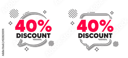 Discount chat speech bubble. Social media concept. 40 percent discount tag. Sale offer price sign. Special offer symbol. Line design chat bubble. Vector