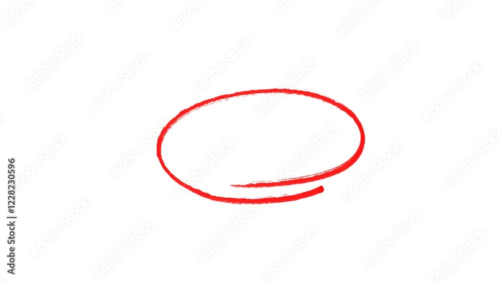 Hand-drawing oval frame circle animation, Hand-drawn red circle highlight with transparent background. 4K resolution