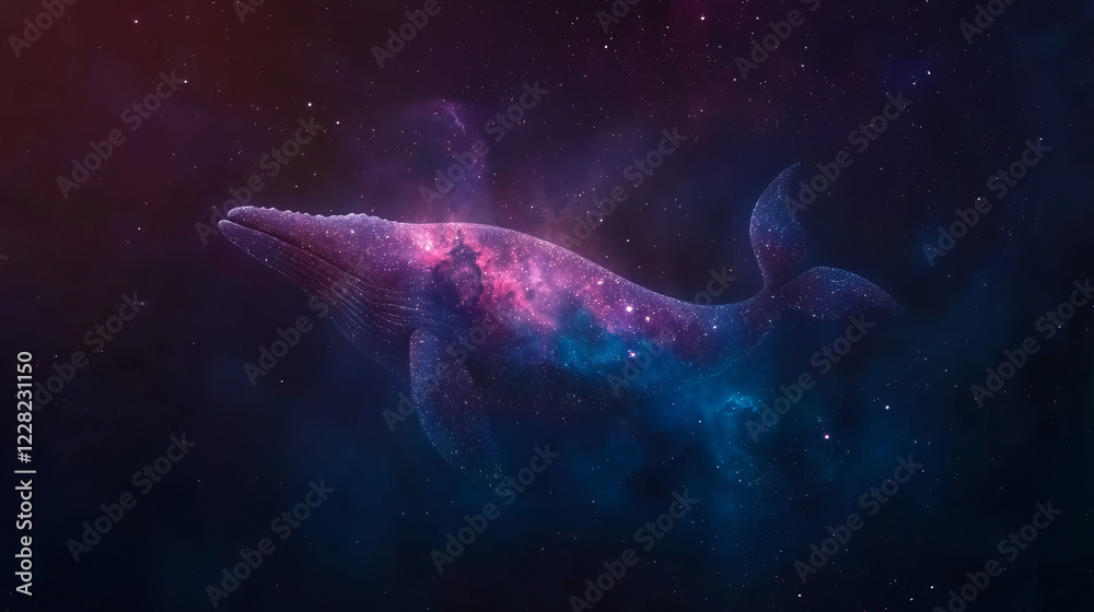 Fototapeta premium Galaxy Nebula Whale Surreal