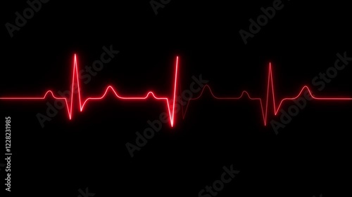 Abstract neon heartbeat signal icon animation background . Heart beat pulse. Electrocardiogram show heart beat line.