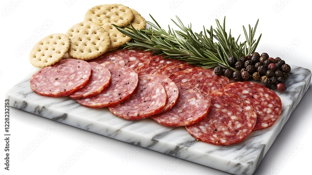 Gourmet Salami Presentation on Marble Platter Gourmet Salami Presentation on Marble Platter