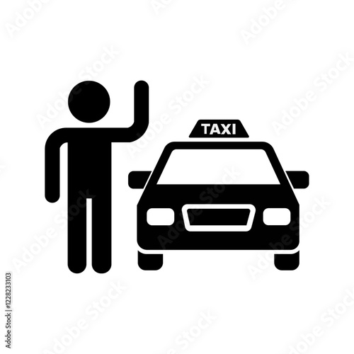Person Hailing a Taxi Vector Icon.