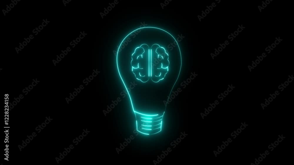 A glowing lightbulb that have a glowing human brain inside. Symbol for creative and thinking idea concept. The human brain combined with an electric light bulb A glowing lightbulb that have a glowing human brain inside. Symbol for creative and thinking idea concept. The human brain combined with an electric light bulb
