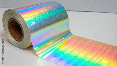 Holographic colored material glowing with intensity, material, projecting, colorful
