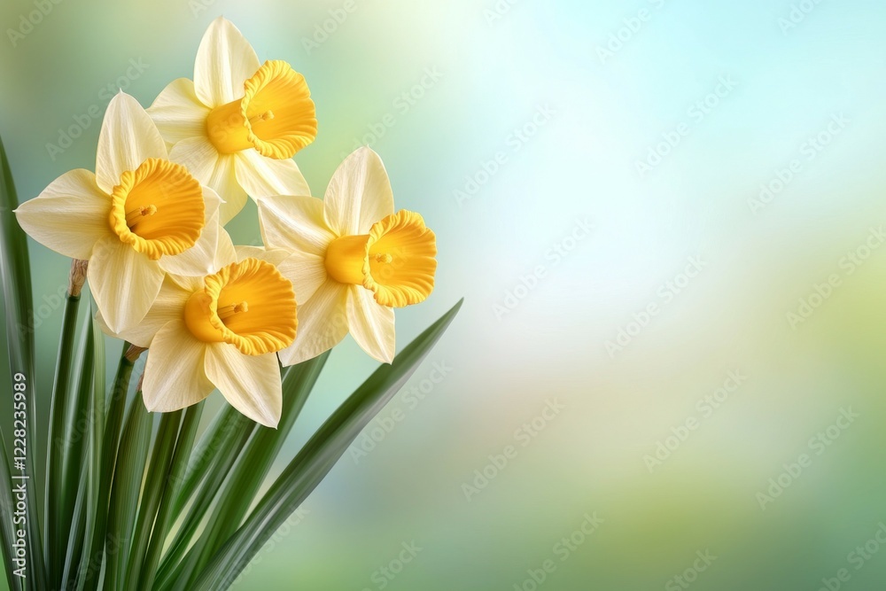 Fototapeta premium Bunch of yellow flowers with a green stem