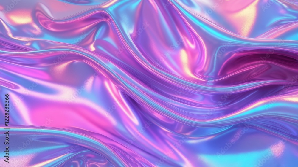 Fototapeta premium Colorful iridescent fabric waves create mesmerizing patterns in soft light