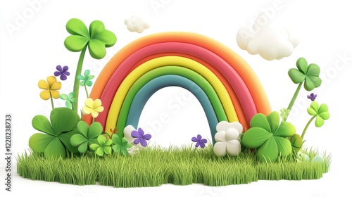 Patrick ramma celebrates st dagur patrick with a colorful rainbow and vibrant flowers in nature's playground
