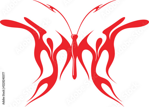 Flaming butterfly vector illustration, great for vehicle graphics, stickers, T-shirt designs, signs and logos. Ready for vinyl cutting. photo