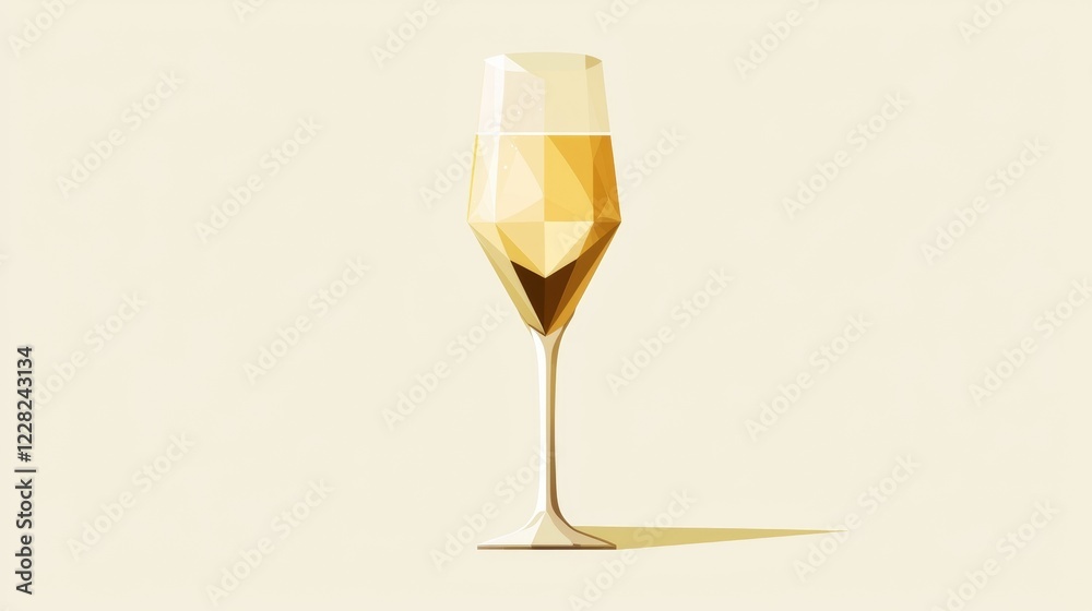 Elegant geometric representation of a golden champagne flute against a minimalist background Elegant geometric representation of a golden champagne flute against a minimalist background