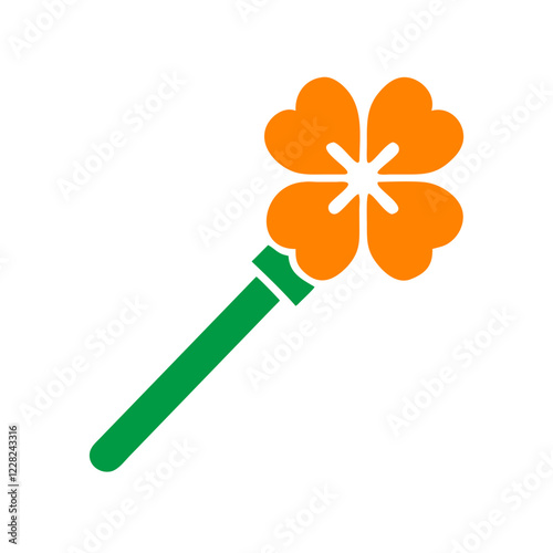 Irish magic wand with heart-shaped four-leaf clover