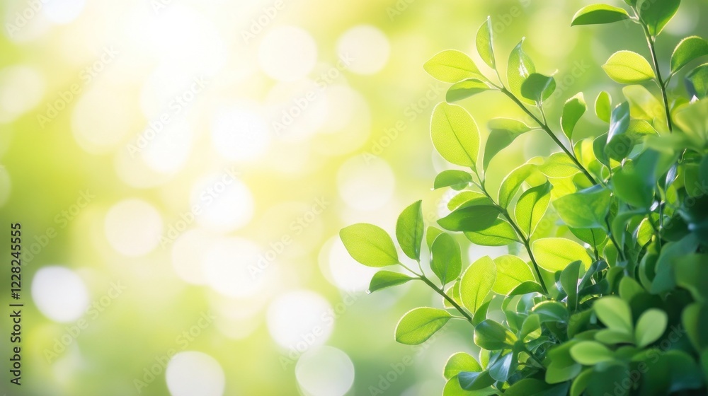 Naklejka premium Vibrant Green Leaves Basking in Sunlight