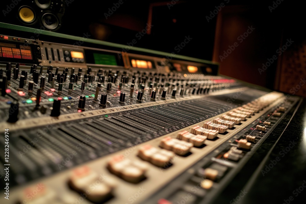 Close-up of an Audio Mixing Console in a Recording Studio Close-up of an Audio Mixing Console in a Recording Studio