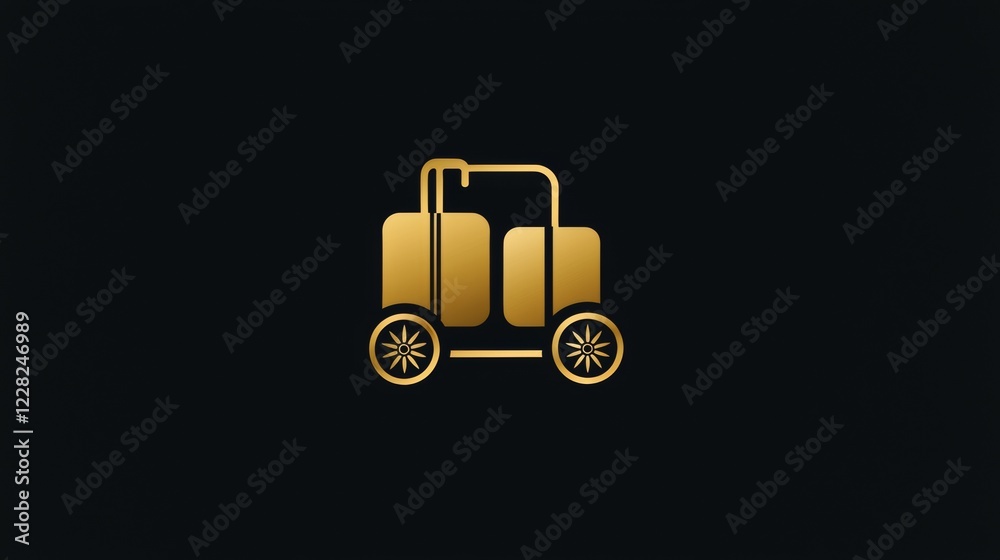 Golden cart design representing transportation and mobility in a sleek, modern style Golden cart design representing transportation and mobility in a sleek, modern style