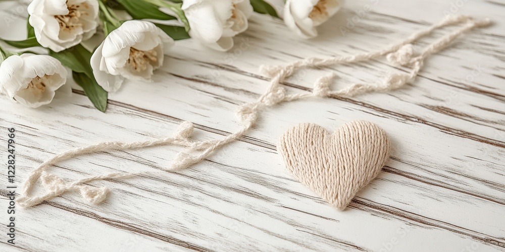 A charming heart-shaped wooden piece rests on a table, surrounded by vibrant flowers, radiating love and warmth for Valentine's Day. A charming heart-shaped wooden piece rests on a table, surrounded by vibrant flowers, radiating love and warmth for Valentine's Day.
